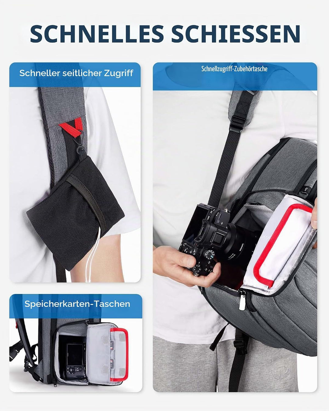 bagsmart Kamerarucksack Spiegelreflex Kameratasche für Fotografen, Wasserdichter Fotografie Reiseruc