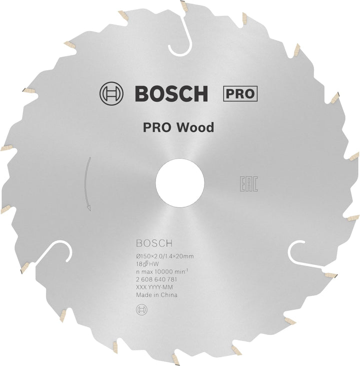 Bosch 1x PRO Wood Kreissägeblatt für Akku-Handkreissägen (für Weichholz, Hartholz, Ø mm, Professiona