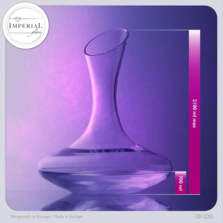 IMPERIAL Dekanter 2100ml Set 2-Teilig 'Athen' Weinkaraffe aus Crystalline Glas Weindekanter Handgefe