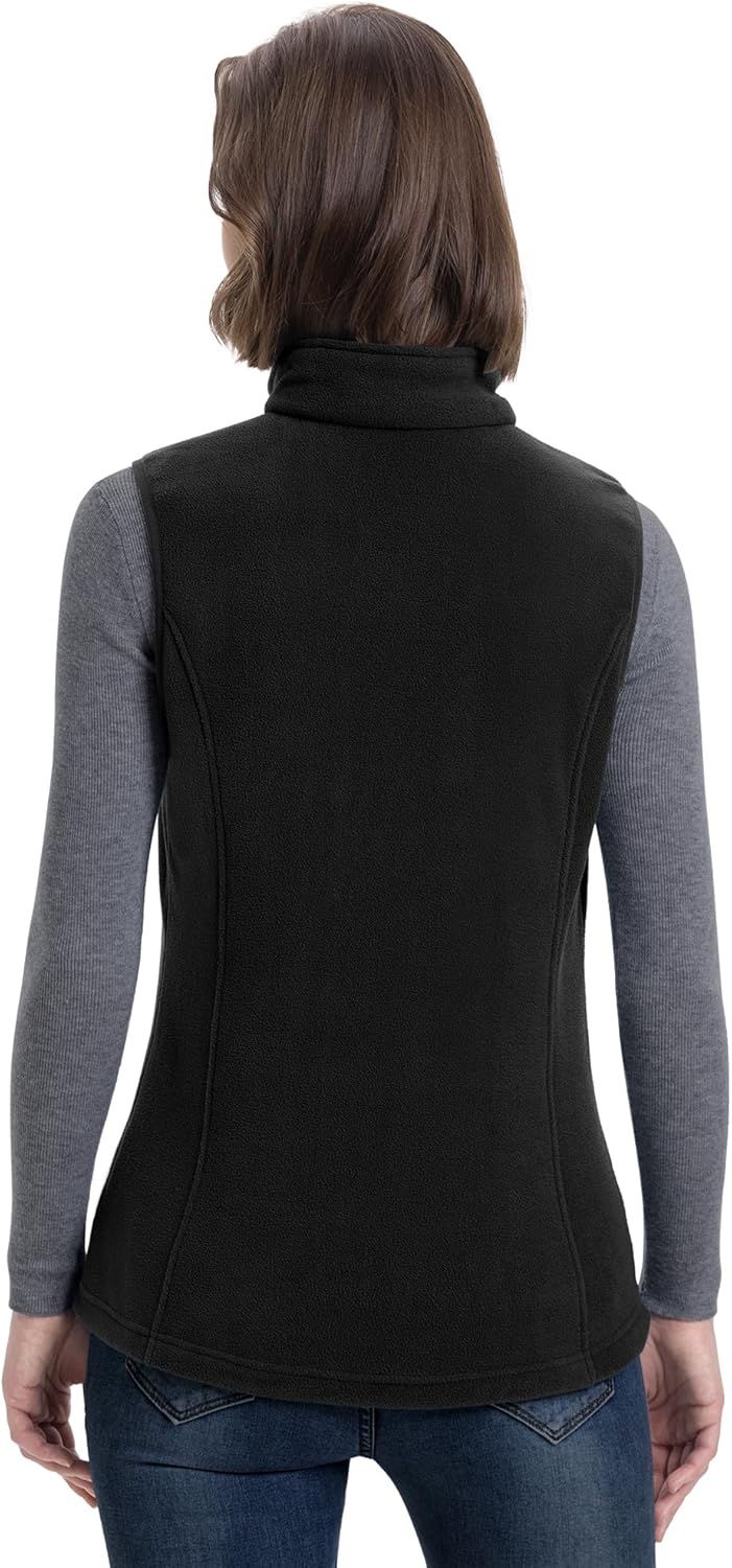 33,000ft Damen Fleece Weste Jacke Standkragen Ultraleicht Outdoor Westen Tops mit Taschen Reissversc