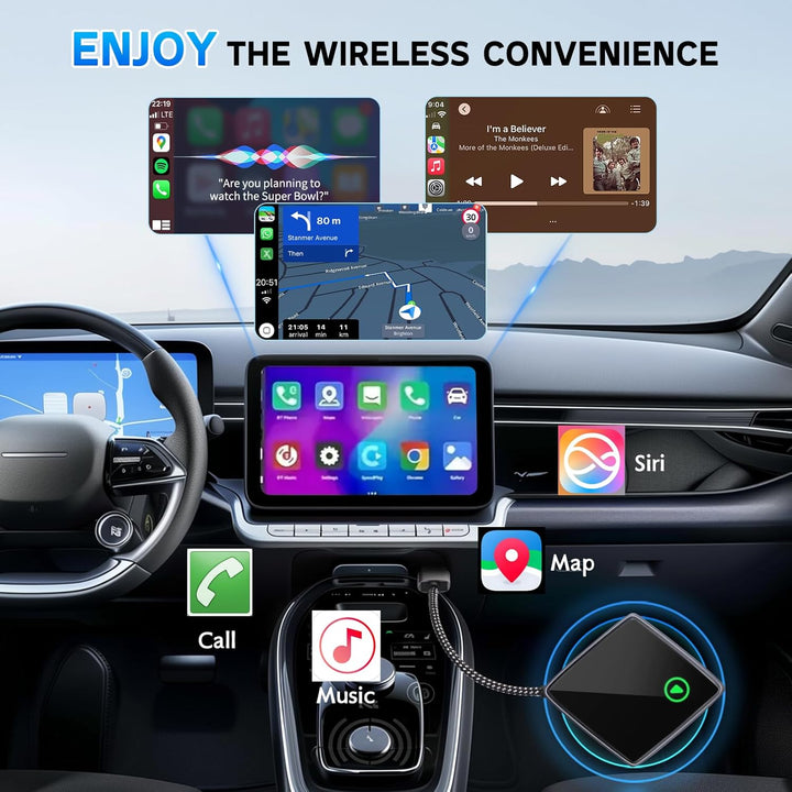 Wireless CarPlay Adapter für iPhone,Mini Carplay Adapter von Wired & auf Wireless,USB C/A Plug und P