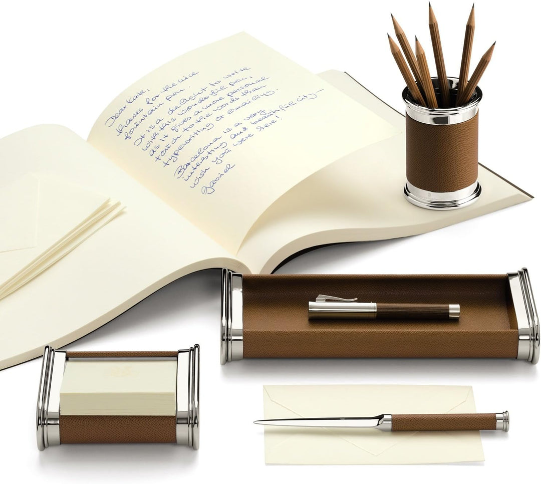 Graf von Faber-Castell 118571 - Zettelkasten Cognac, Leder, Zettelbox für ca. 40 Notizzettel
