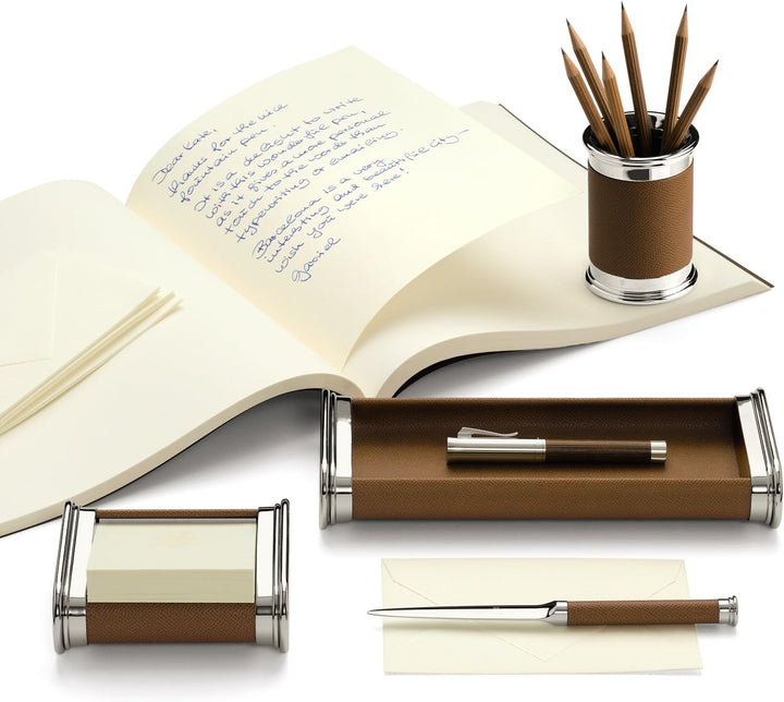 Graf von Faber-Castell 118571 - Zettelkasten Cognac, Leder, Zettelbox für ca. 40 Notizzettel