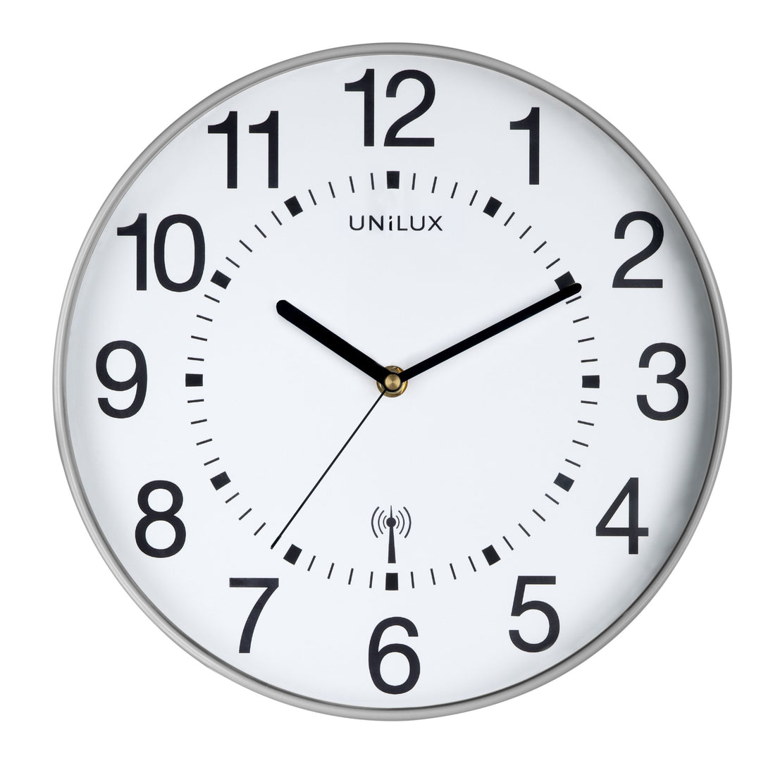 Unilux Funk-Wanduhr Maxi Wave, 37,5cm, silbergrau, Grau