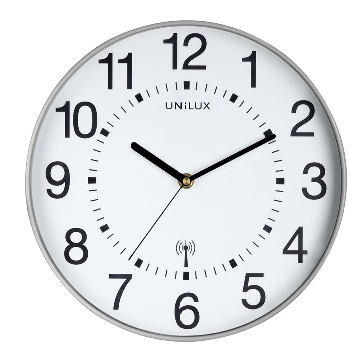 Unilux Funk-Wanduhr Maxi Wave, 37,5cm, silbergrau, Grau