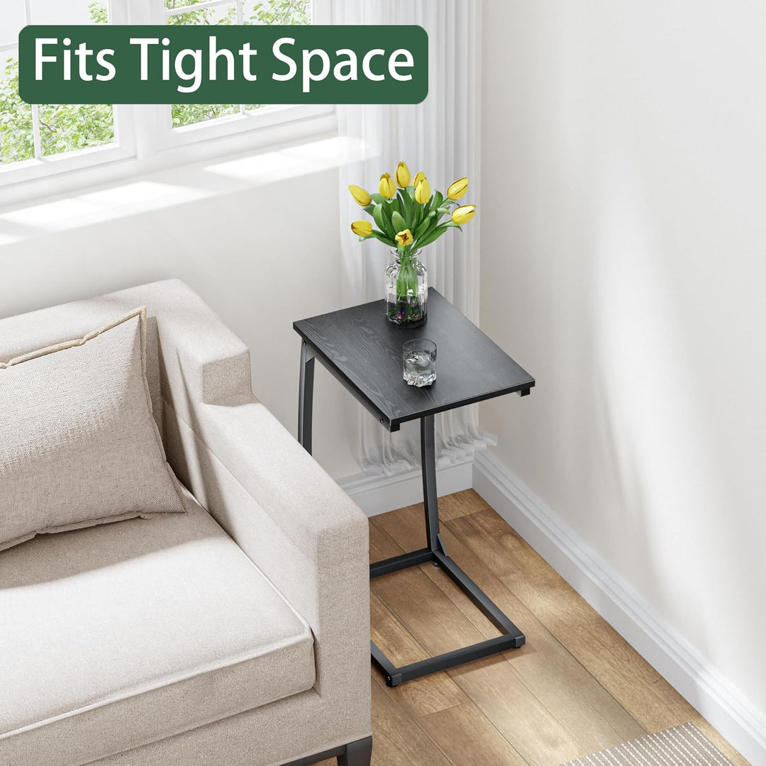 C-förmiger Beistelltisch, Kleiner Sofatisch mit Metallrahmen für Wohnzimmer, Schlafzimmer, kleine Rä