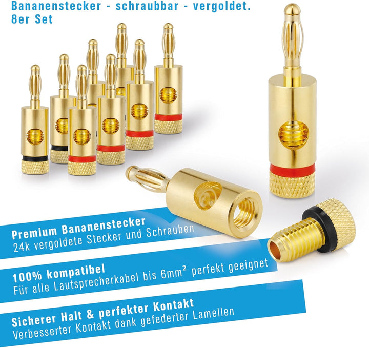 PureLink Lautsprecherkabel OFC 2 x 2,50mm² (0,20mm), 20,0m, weiss, Set mit 8 Bananensteckern 20,0m 2