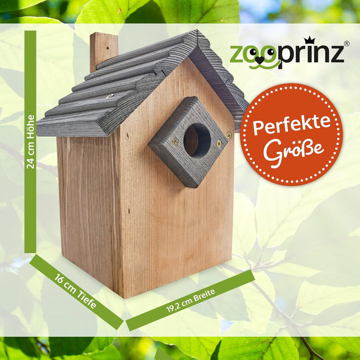 zooprinz Stabiler Nistkasten für Wildvögel/Gartenvögel - mit sicherem Schutz gegen Nesträuber – witt