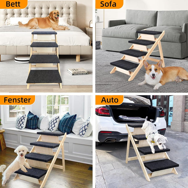 Hundetreppe 4 Stufen, Haustiertreppe Hundetreppe für Kleine und Mittelgrosse Hunde, rutschfest Tragb