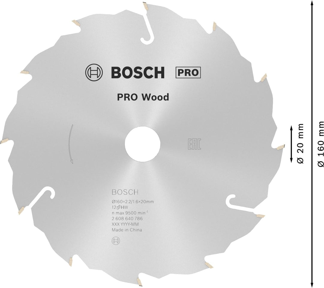 Bosch 1x PRO Wood Kreissägeblatt für Akku-Handkreissägen (für Weichholz, Hartholz, Ø mm, Professiona