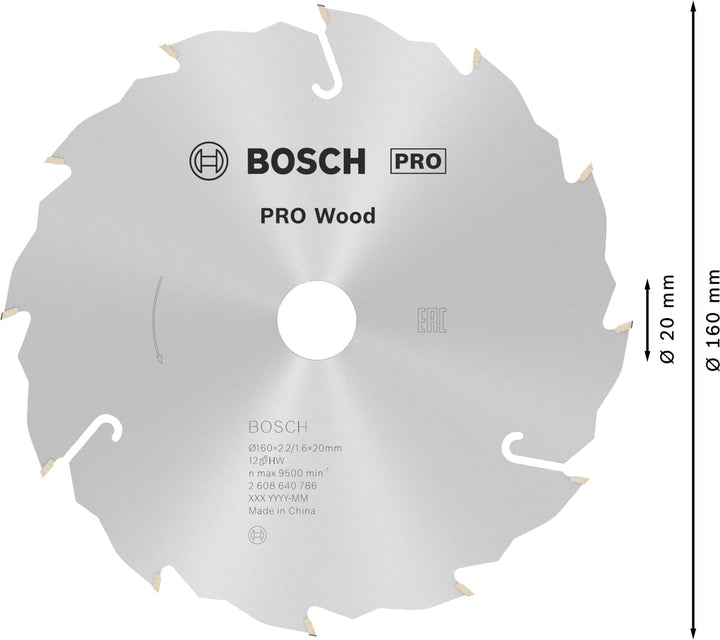 Bosch 1x PRO Wood Kreissägeblatt für Akku-Handkreissägen (für Weichholz, Hartholz, Ø mm, Professiona
