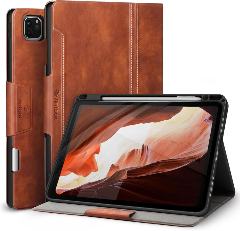 Antbox Leder Hülle für iPad Pro 11 2022/2021/2020/2018 (4./3./2./1. Generation) mit Stifthalter Auto