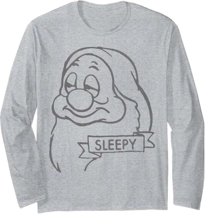 Disney Snow White Sleepy Line Art Big Face Langarmshirt