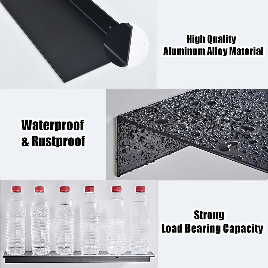 HNVNER Duschablage Ohne Bohren 2 Stück, Metall Wandregal Schwarz 40CM, Shampoo Halterung für Dusche,