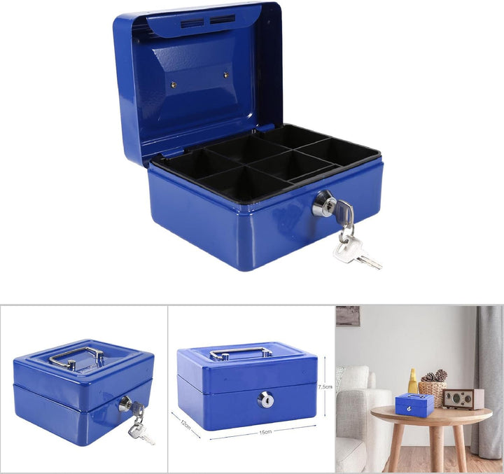 Feuerfeste wasserdichte Box mit Schlüsselschloss, Tragbare Mini Tragbarer Safe Tresor Stahl Petty Ab