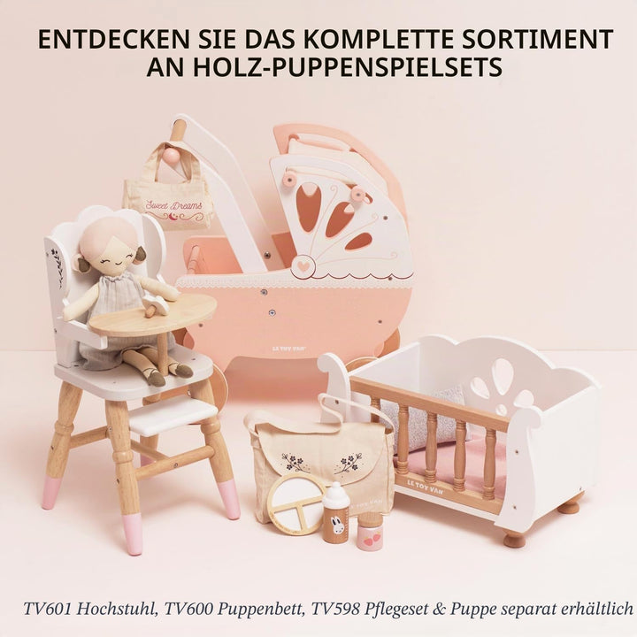 Le Toy Van – Pädagogisches Rollenspiel schöner Puppenkinderwagen „Süsse Träume“ aus Holz | Für Mädch