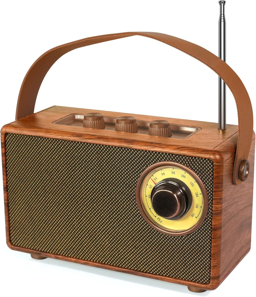 COLSUR Klassischem Retro Bluetooth Lautsprecher,Outdoor Holz Tragbarer Lautsprecher mit Nostalgie Vi
