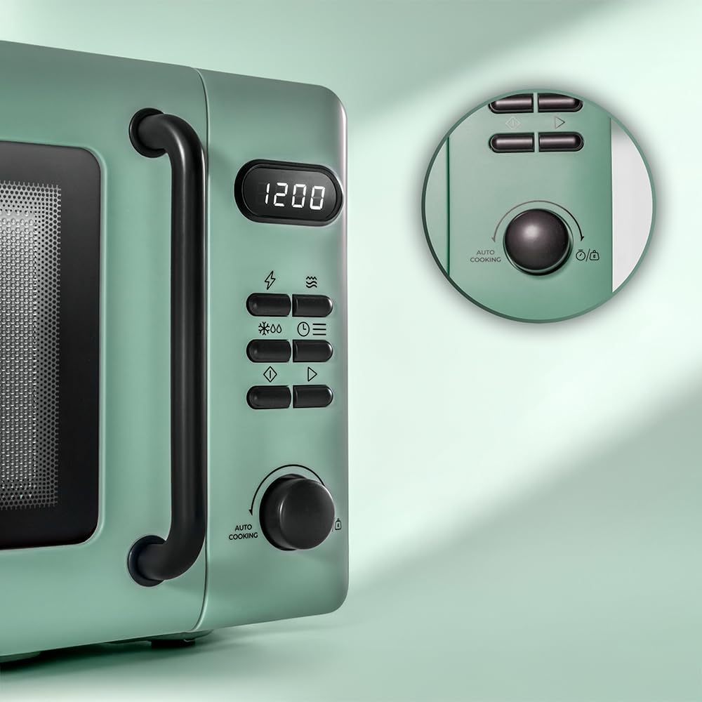 Cecotec Digitale Mikrowelle mit Grill 20L Proclean 5110 Grün. 700W in 6 Stufen und 800W Grill, Aufta