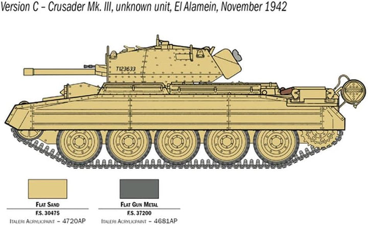 Italeri 6592 1:35 Brit. Crusader Mk.III mit Besatzung-Modellbau, Bausatz, Standmodellbau, Basteln, H