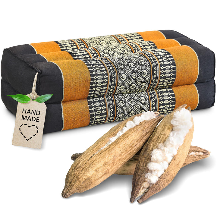 livasia Block Yogakissen eckig - 17x34x12cm - Meditationskissen mit Kapok, Stützkissen Bolster recht