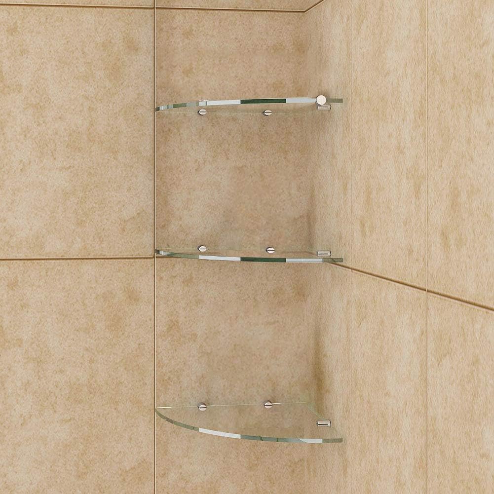 8 mm Glas-Wandregal Glasregal Eckregal für Duschwände / Duschkabinen Klarglas Regal Ablage Sicherhei