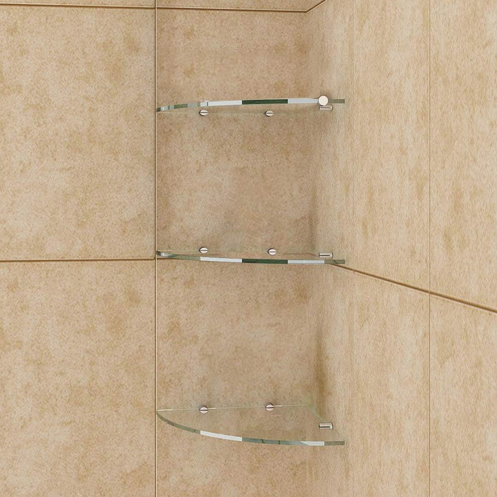 8 mm Glas-Wandregal Glasregal Eckregal für Duschwände / Duschkabinen Klarglas Regal Ablage Sicherhei