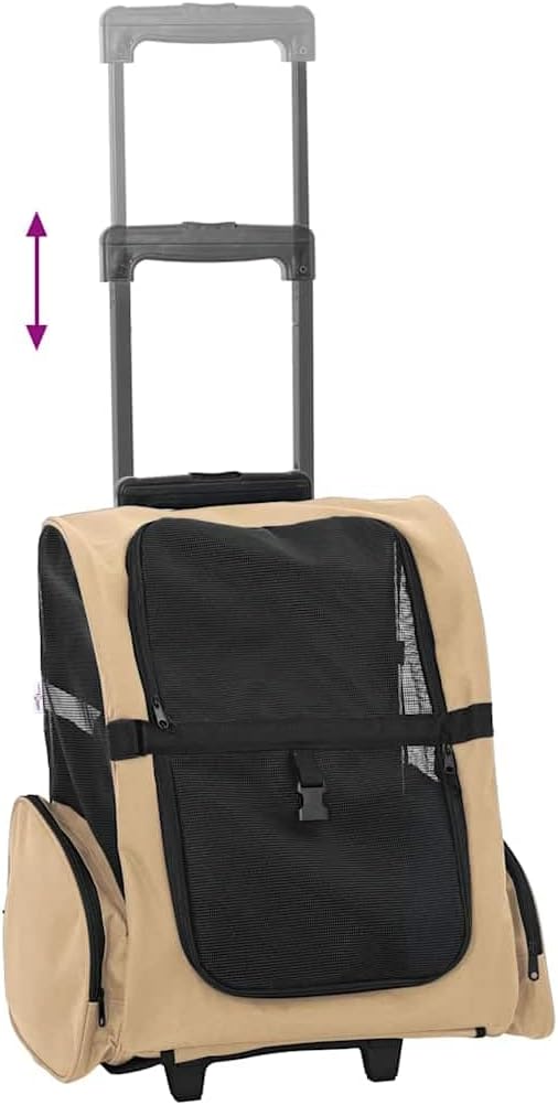 vidaXL Trolley für Haustiere 3-in-1 Sandfarbe 48x32x(57-106) cm cm Oxford-Gewebe, Sandfarbe