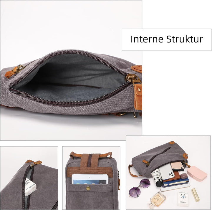 KL928 Canvas Sling Bag Herren und Damen, Schultertasche Crossbody Schulterrucksack Rucksack Shoulder