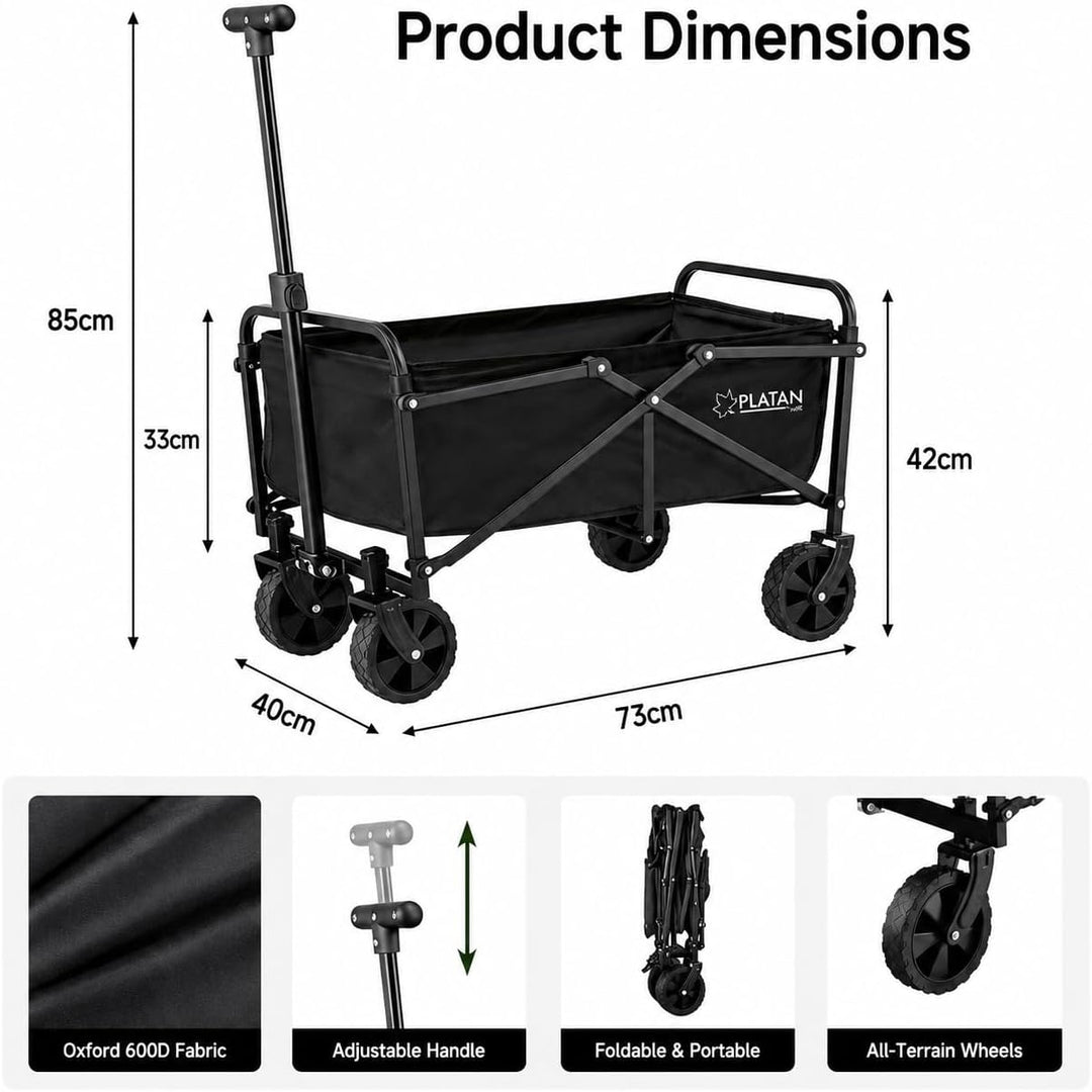 Bollerwagen 60L Klappbar Transportwagen Camping Garten | Strand- &amp; Gartenwagen, 60 kg Tragkraft, kla