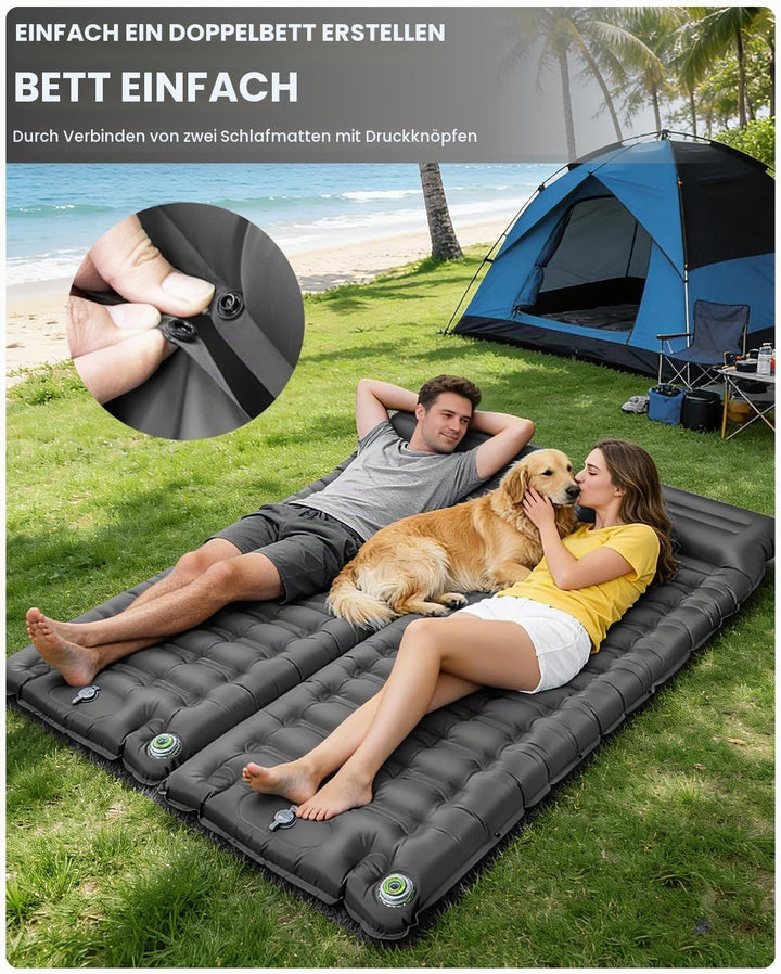 WARMTUYO Isomatte, Luftmatratze Camping mit Elektrisch Pumpe, 12CM Dicke Matratze Outdoor Aufblasbar