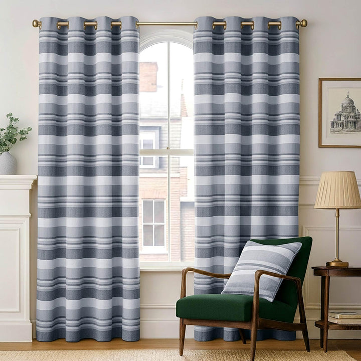 Homescapes handgewobener Vorhang Morocco grau weiss 2er Set Ösenvorhang 167 x 182 cm (Breite x Länge