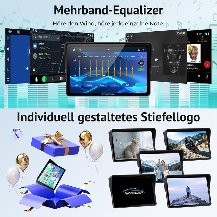 W722TPMS 7 Zoll Motorrad CarPlay Display mit TPMS &amp; Android Auto