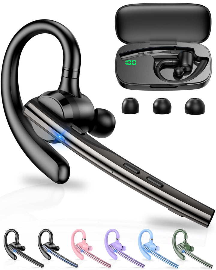 New Bee Bluetooth-Headset V5.3 Bluetooth-Freisprecheinrichtung, Dual-Mikrofon mit 500 mAh Ladehülle,