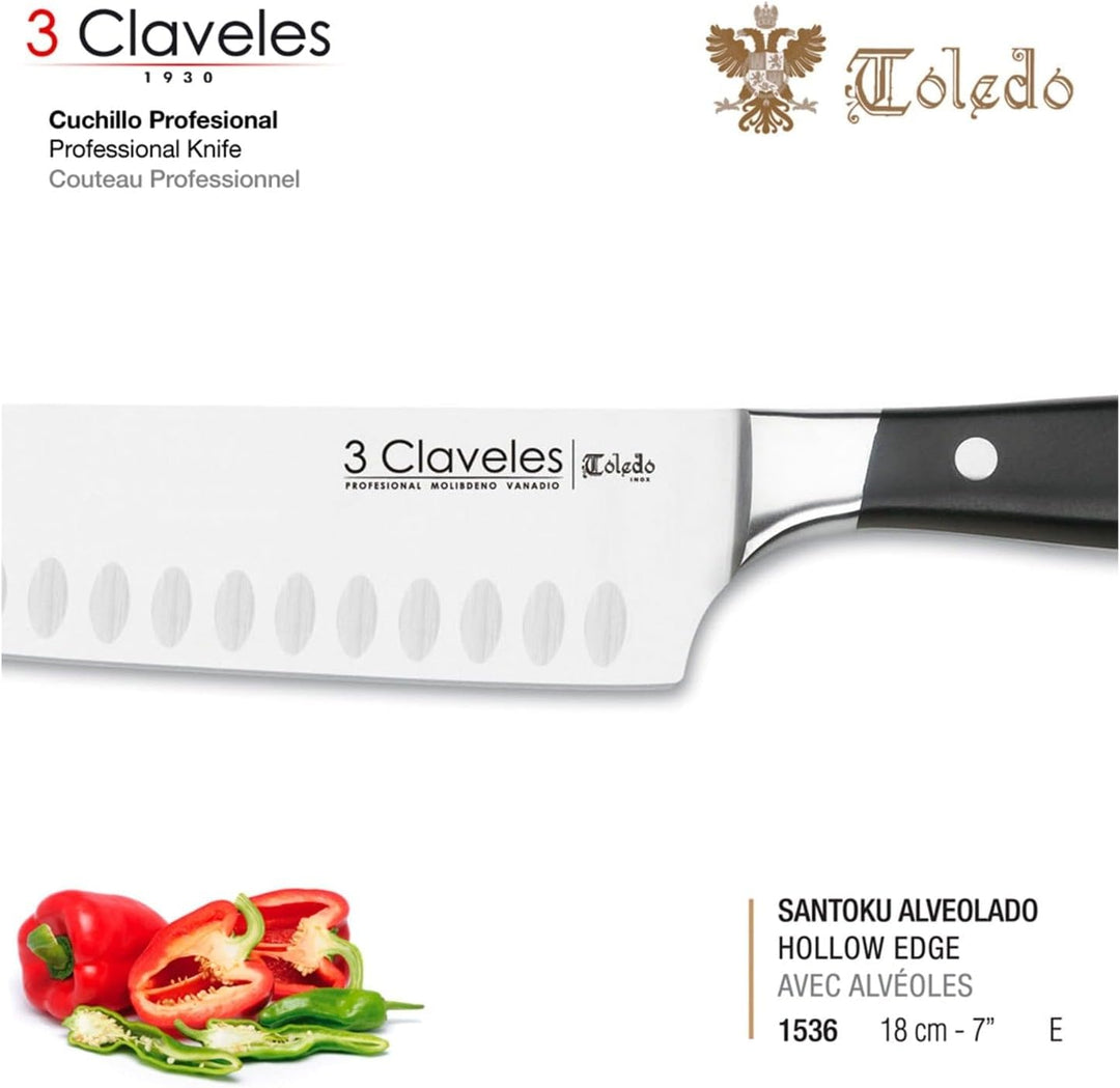 3 Claveles Toledo-Santokumesser 18 cm One Size Santoku, One Size Santoku
