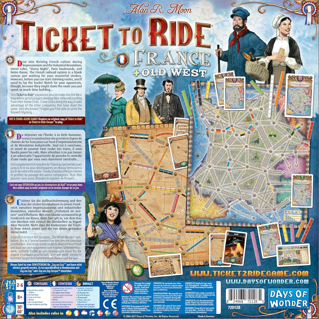 Days of Wonder | Zug um Zug – Frankreich | Map-Erweiterung | Familienspiel | Brettspiel | 2-6 Spiele