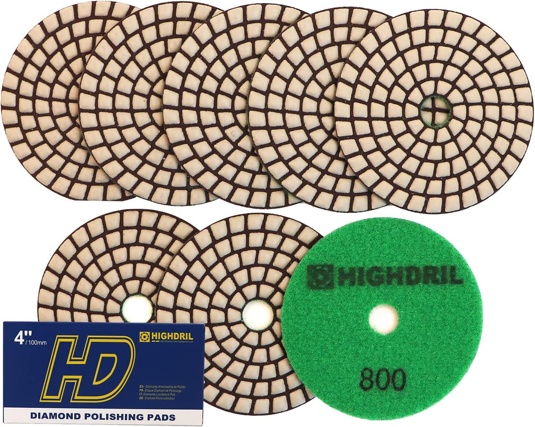 HIGHDRIL Trocken Diamant Polierscheibe - 8 Stk. #800 Diamant Polier Auflagen für Granit Stein Marmor