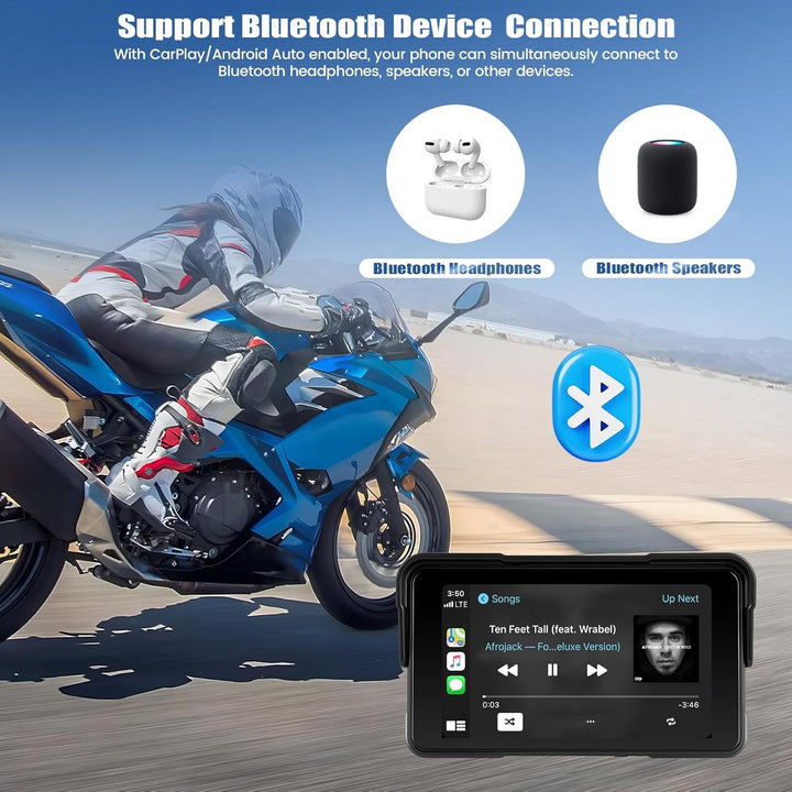 SIXWIN Motorrad Carplay Bildschirm für Moto mit Wireless Carplay Android Auto, 5 Zoll HD Touchscreen