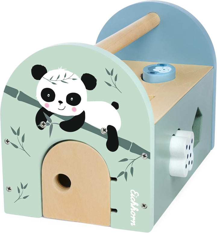 Eichhorn - Panda Linie - Steckbox, Steckspielzeug inkl. 8 verschiedenen Steckbausteinen, Tür zum Öff