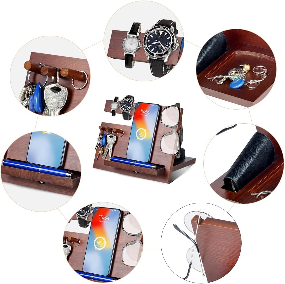 Geschenke für Männer Weihnachten Holz Telefon Dockingstation Nachttisch Organizer Männer Geschenk Ge