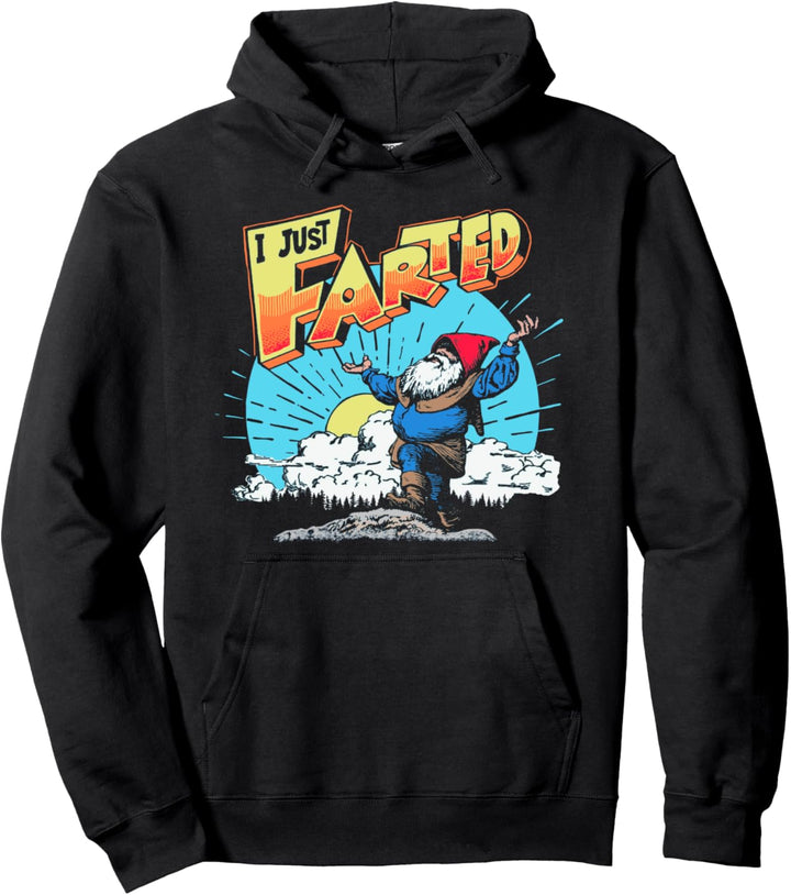 I Just Farted Funny Gnome Fathers Day Retro Gassy Dad Joke Pullover Hoodie