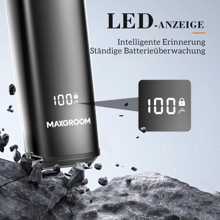 MAXGROOM 3-in-1 Körperrasierer Herren, Wasserdicht Trocken und Nass Intimrasierer Mann, Elektrisch R