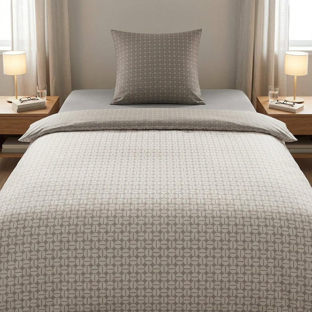 Kleine Wolke 6255271954 Bettwäsche Punto, Masse: 155 x 220 cm und 80 x 80 cm, Farbe: Taupe Taupe 155