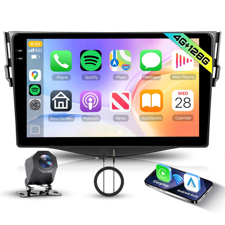 Hodozzy 4GB+128GB Android Autoradio für Toyota RAV4 2007-2012 mit Carplay Wireless Android Auto, 9 Z