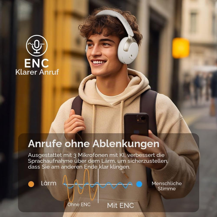 QCY H3 PRO Over Ear kopfhörer Bluetooth,50db Adaptives aktives Noise Cancelling mit Mehreren Modi,Hi