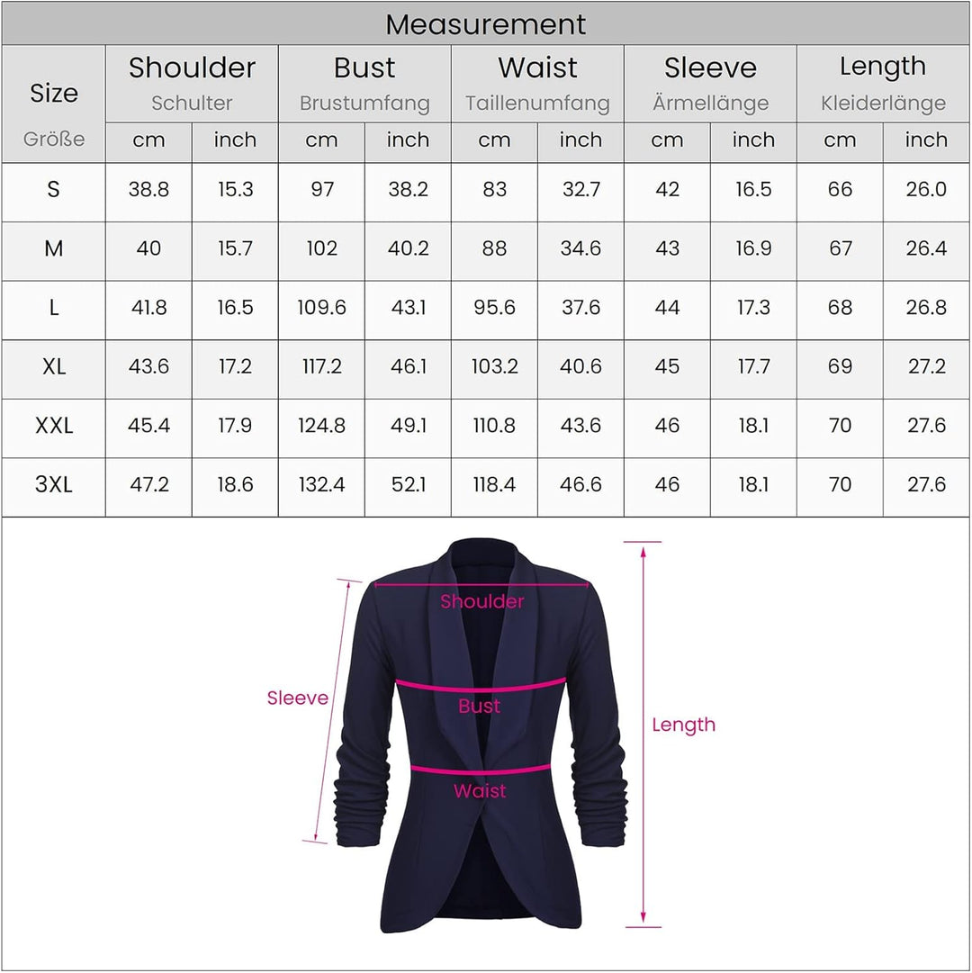 UNibelle Blazer Damen Sportlich Elegant Longblazer 3/4 Arm Sommer Leicht Business Büro Blazer Jacke