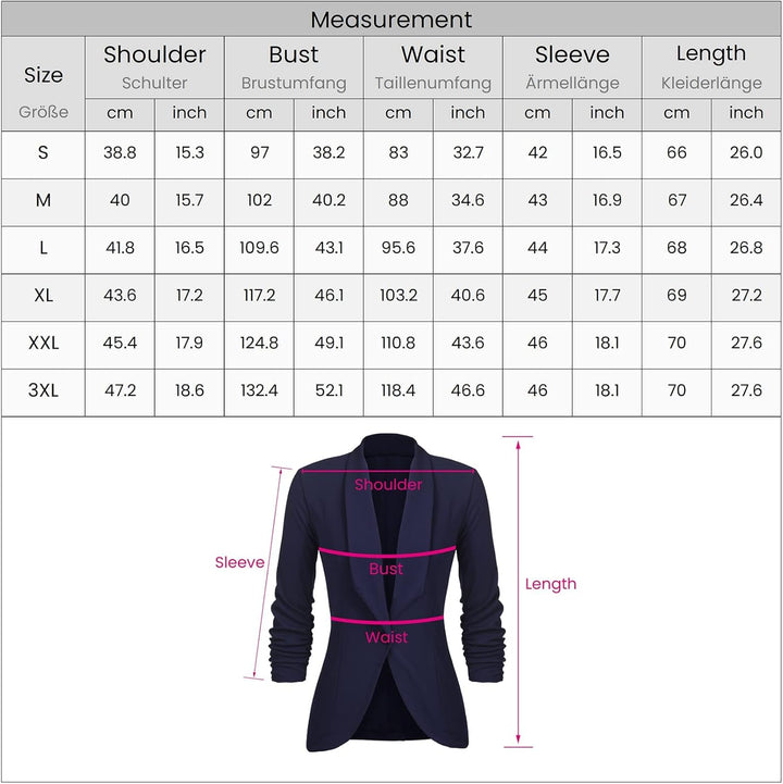 UNibelle Blazer Damen Sportlich Elegant Longblazer 3/4 Arm Sommer Leicht Business Büro Blazer Jacke