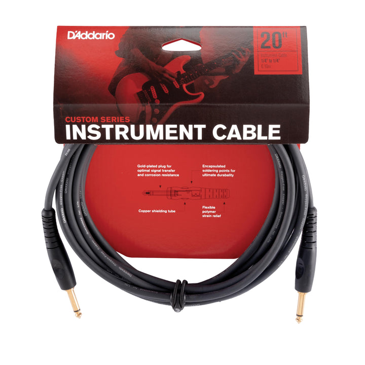 Planet Waves PW-G-20 Custom Series Cables Instrumentenkabel 6,1m (20 Fuss) schwarz, 20 Fuss