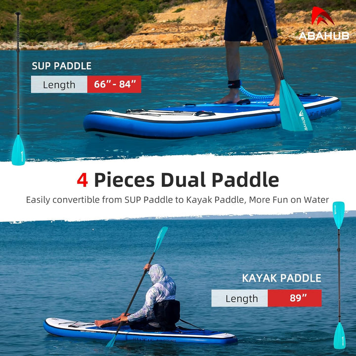Abahub 4 teilig Carbon SUP Kajak Paddel, 2 in 1 verstellbare Stand up Paddleboard Paddel, leichte Ca