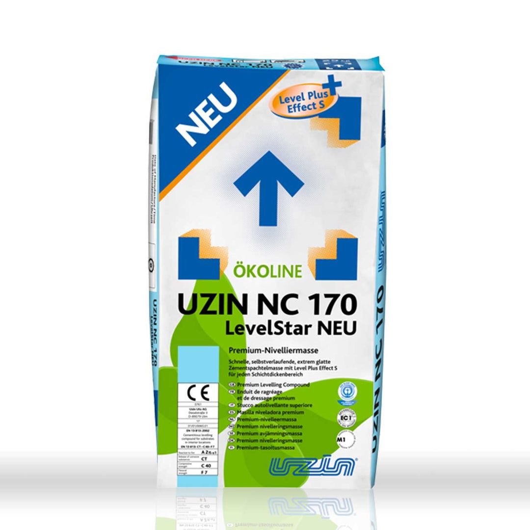 UZIN NC 170 LevelStar 25 kg - Zement Spachtelmasse - Bodenausgleichsmasse - Selbstverlaufend - Klar