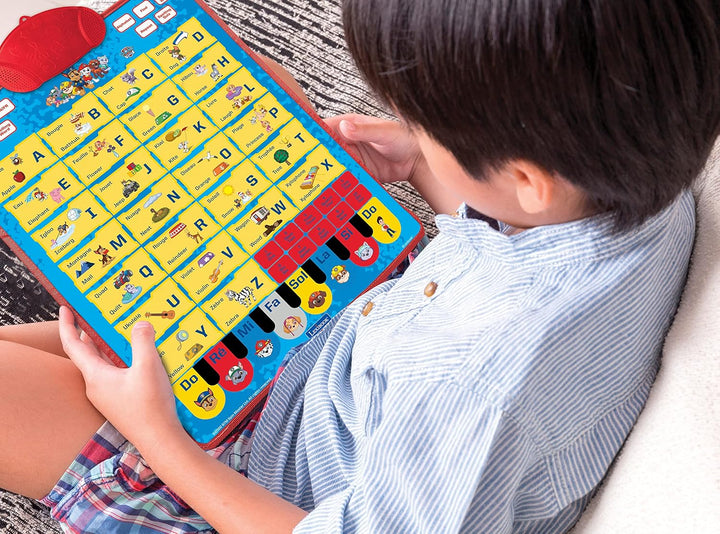 Ein lehrreiches Poster, das zweisprachig spricht, fr/en, um das Alphabet, das Wortschatz und die Rec